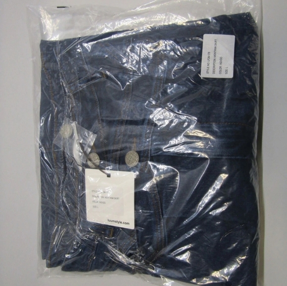 Luum Montana Denim Midi Skirt Indigo Blue Size L  Fit & Flare Waist - Picture 8 of 10